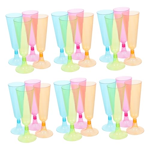 TINEASUR 20個 カラフル プラスチック グラス ワイン 誕生日 結婚式 カップ パーティー 使い捨て グラス 使い捨て フルート 使 ランダムカラー