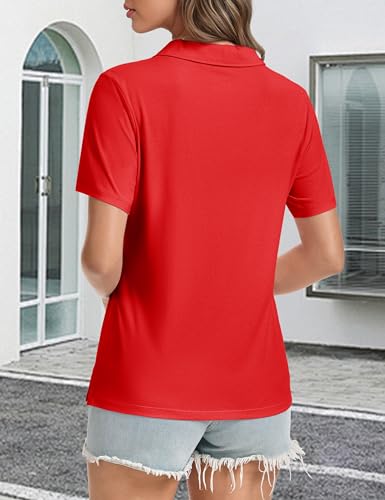 MAGCOMSEN Women's Polo Shirts V-Neck Short Sleeve UPF 50+ Sun Protection Collared Golf Shirt Work Summer Tops2