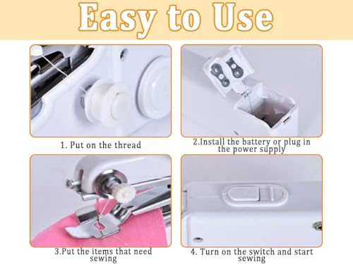 Miniatura 4 de Hitopin Mini Máquina De Coser Eléctrica Portátil, Mini Máquina De Coser A Mano, Para Ropa, Telas, Bricolaje, Cortinas, Etc