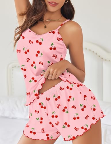 Image of Ekouaer Womens Cami Pajama Set Cute Printed Camisole Shorts Sleepwear | Tank Top and Shorts Lounge Set Soft Pjs for Daily Wear, Home, Party or Date Nights