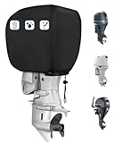 FLYMEI Outboard Motor Cover, 600D Boat Engine Hood Covers Waterproof & Heavy Duty - Fit for Motor 25-50 HP, Black