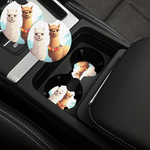 Llama alpaca portavasos para carro 2 piezas goma negra miniatura 1