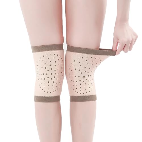 Rock88 よもぎ 膝 サポーター 自己 加熱 膝 圧縮 スリーブ サポート サイクリング 高齢者 女性 脚 温か 弾性 防寒 レギンス カバー 日常生活,Beige,M(40