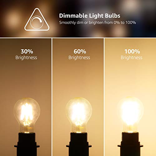 Lepro Vintage Led Bulbs, Dimmable Filament Bulb, 8W 800Lm, 60W Equivalent, 2700K Warm White, Classic Clear Glass, A19 Shape, E26 Base, Pack Of 5 #TOP1