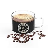 Glass Coffee Mugs or Tea Cup, Heat-resistant Large Wide Mouth Hot and cold Beverage Mugs(16oz), Crystal Coffee Mug, Clear Espresso Cups with Handle, Household Coffee Drink Cup the Best Choice for Gift