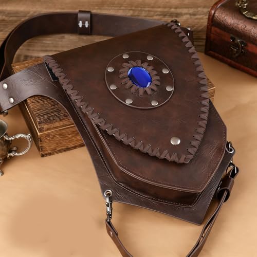 Sac de cuisse médiéval en cuir avec sacoche de jambe réglable