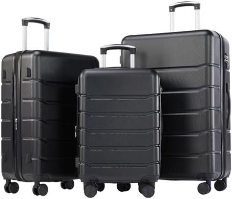 OLIXIS 3-Piece Suitcase Set, Hardside Luggages with Spinner Wheel...