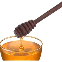 Hemobllo Wooden Honey Dipper 5.5In Food-Grade Grooved Wand Drizzles Syrup Jam Mess-Free for Tea Coffee Baking Jar