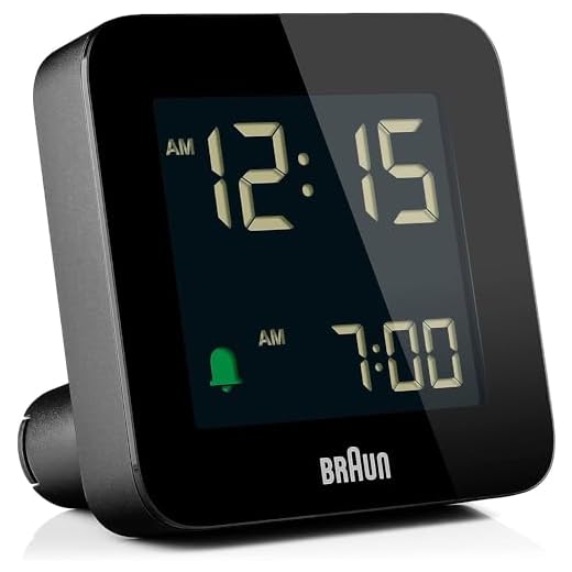 Braun Digital Alarm Clock with Snooze, Negative LCD Display, Quick Set, Crescendo Beep Alarm in Black, Model BC09B (1-Pack)