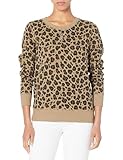 Amazon Essentials Sudadera de vellón de rizo francés con cuello redondo para mujer (disponible en tallas grandes), estampado de leopardo camello, talla XS