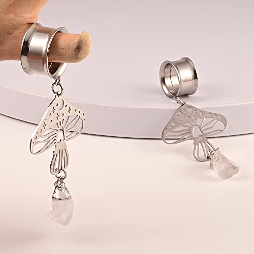 Vankula 2Pcs Jellyfish Natural Stone Hypoallergenic Stainless Steel 0G 2G Plugs Ear Gauges Tunnels Piercing Expander Stretchers Fashion Body Jewelry #TOP3