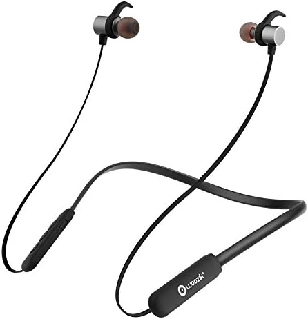 Bluetooth Headphones Active Noise Cancelling Earphones,WOOZIK Sports in Ear Magnetic Wireless Neckband Headset Earbuds with Mic for Running Gym,12 Hours Play Time,IPX5 Sweetproof (Black)
