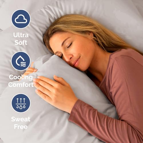 Image of Cot Sheet Set, 33 inch x 75 inch - Easy-Fit Cot Size Mattress Sheets - Light Grey | Ideal for Narrow Twin, Camper Bunk, RVs, Twin Bunks, Day Care & Camping Cots, Cot Size Fitted Sheet fits 6 inch to 10 inch Mattresses