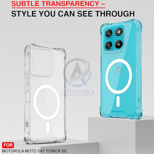 Image of AESTMO Clear Back Cover for Motorola Moto G67 Power / G57 Power 5G | 360 Protection | Transparent Back Cover (PC + TPU, Compatible with MagSafe Accessories, Transparent Bumper)