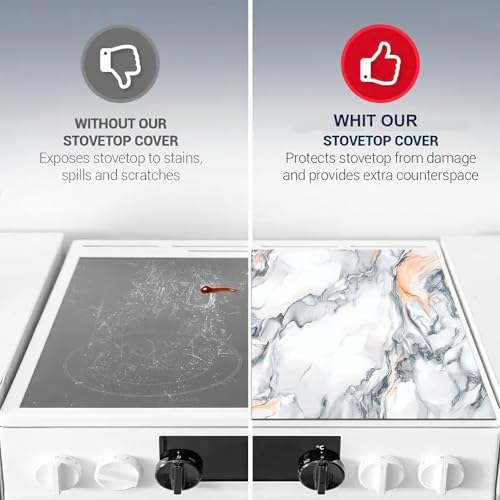 Image of HOMETITUTE Marble Stove Top Cover Diatomite 28x20 Heat Resistant Mat | Electric stove decoration