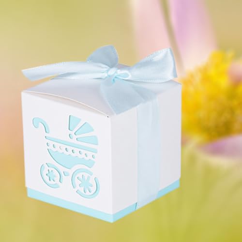 Boîtes à dragées en papier bleu faciles à assembler pour fête de naissance