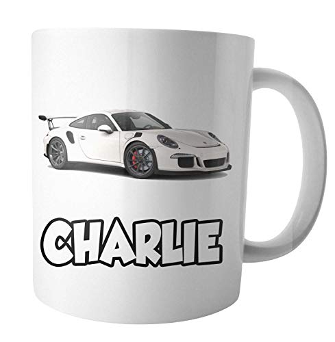 Tasse de voiture de sport blanche - Cadeau personnalisé - Ajoutez n'importe quel numéro