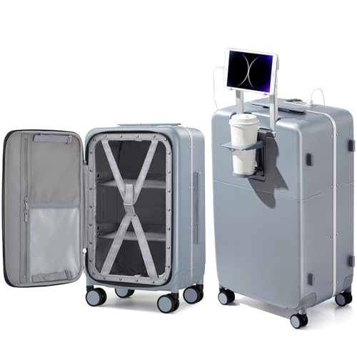 Hanke 28 Inch Checked Luggage, Top Opening Hard Shell Suitcase