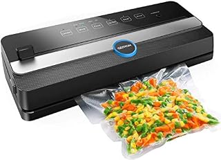 GERYON Vacuum Sealer Machine, Automatic Food Sealer Machine for w/Built-in Cutter|Starter Kit|Led Indicator Lights|Easy to Clean|Dry & Moist Food Modes| Compact Design (Black)