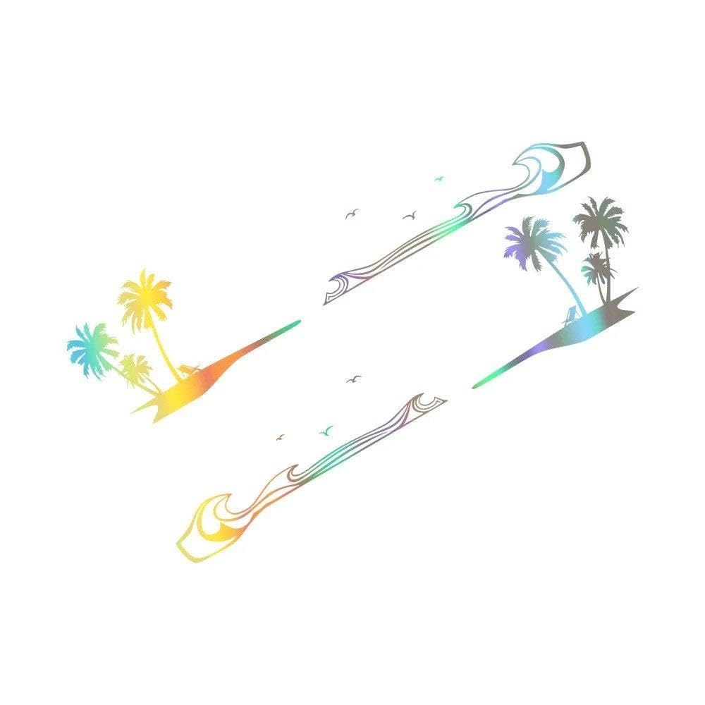 Car Stickers Palm Tree Beach Decor Decal(Colorful Laser)
