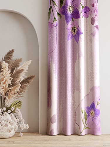Image of Lush Decor Polyester Floral Grommet Window Curtain, 5 Feet, Lavender, Pack of 2