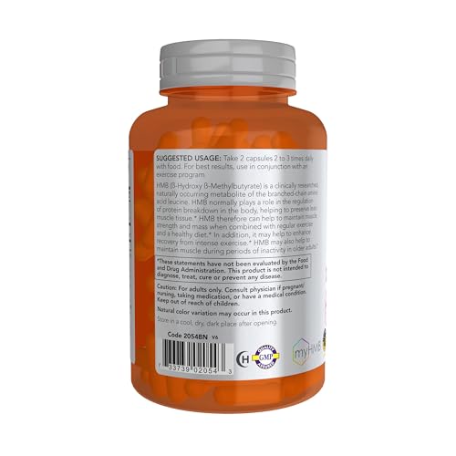Image of NOW Foods Sports Nutrition, HMB (β-Hydroxy β-Methylbutyrate) 500 mg, Sports Recovery*, 120 Veg Capsules