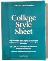 College Style Sheet : Fourth Canadian Edition 1896661009 Book Cover