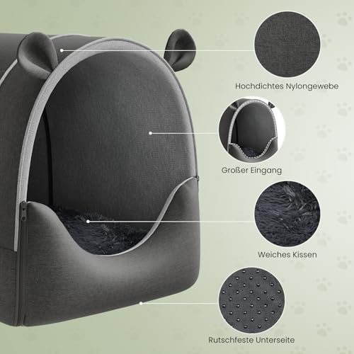 EUGAD Hundehaus Hundehöhle Katzenhaus Katzenhöhle, Hundehöhle 2-in-1 Hundehütte, Großes Haustierhaus mit Plüschkissen,Faltbar Hundehütten 60x55x60cm