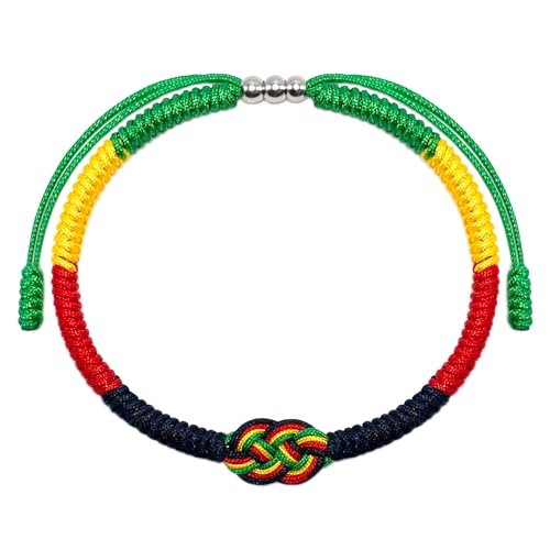 LAMIBEE Africa infinity Bracelet, African Flag Code Bracelet, Country Proud, Tibetan Wrist Wrap Bracelet, Amulet and Boho Style Rope Bracelet for Women, Men, String Thread Bracelets (Africa Pride)