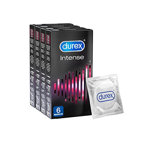 Durex Intense, Preservativi Con Nervature E Rilievi Con Gel Stimolante (56 Mm), 24 Profilattici (Pack Of 24)