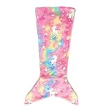 SHINROAD Manta de franela de forro polar, cola de sirena, resistente al desgaste, agradable a la piel, transpirable, diseño luminoso, felpa para niños pequeños D