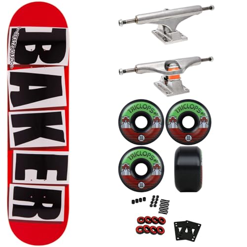Baker Skateboards Professional Complete Skateboard Brand Logo Red/Black 8.38