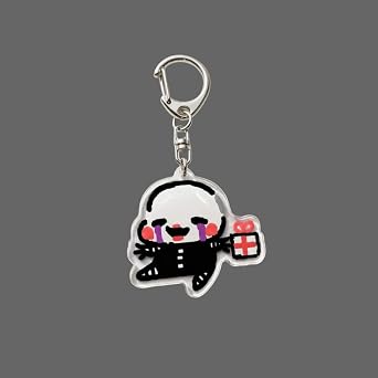 Mysterious Marionette or Creepy Possessed Doll i Spooky Black & White Acrylic Keychain and Indie Horror Game Inspired Charm