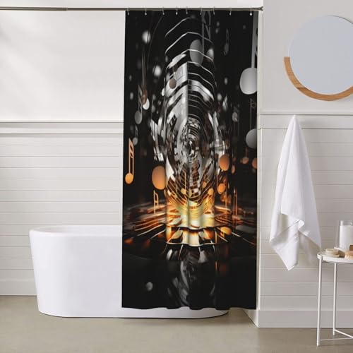 Rideau de douche imperméable robuste et lavable à motif clefs de musique rustique - 8