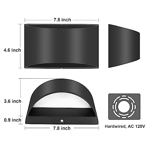 TRLIFE Modern LED Wall Sconces, Remote Control Dimmable and Adjustable Color Temperature 3000K~6000K Aluminum 12W Hardwired Dimmable Wall Mounted Light for Bedroom Living Room Stairway(Black, 2 Pack)