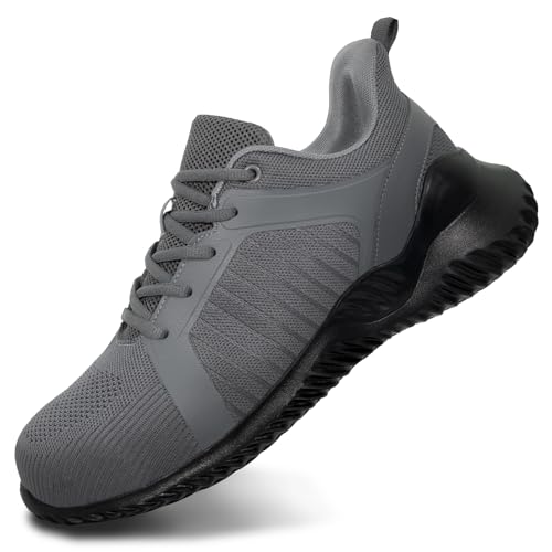 Image of LUPWEE Steel Toe Shoes for Men Women, Slip Resistant Safety Work Shoes Puncture Proof Comfortable Indestructible Sneakers with Specialized Work Insole for Industry Construction Warehouse