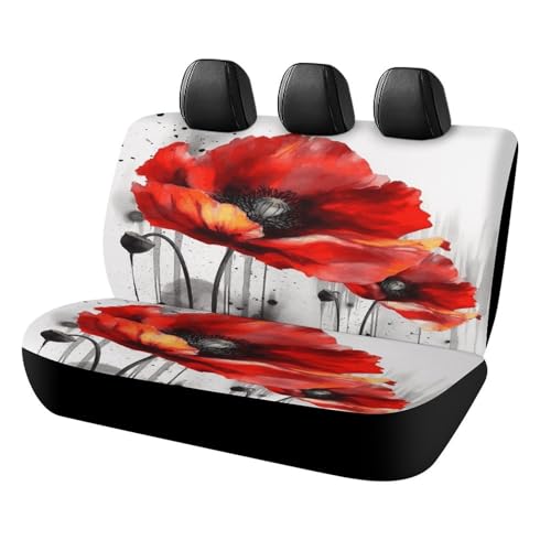 Funda para asiento trasero de coche que protege contra arañazos con un diseño elástico de amapola