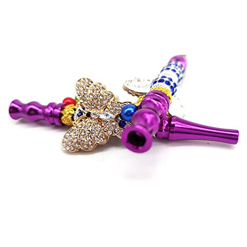 Hookah Set With Everything Colorful Rhinestone Beaded Cigarette Holder Alloy Hookah Mouth Diamond Arabic Shisha Filter Hookah Accessories Tips ,Purple #TOP2