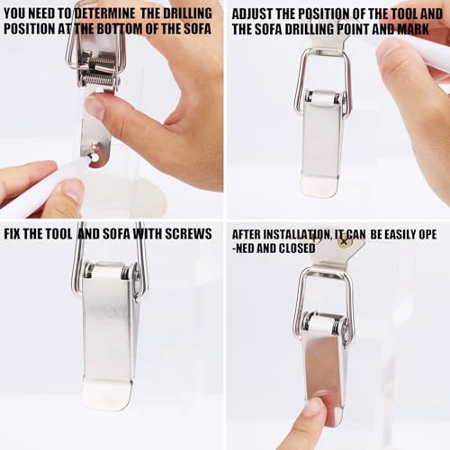 Tinoaly 4 Stk Sofa Verbindungsset, Edelstahl Sofa Verbindungsklammern mit 30 Schrauben Robuste Modulare Couch Clips für Möbel