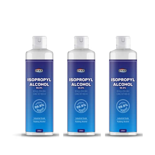Image of ZYAX Iso-Propyl Alcohol 99.9%, IPA [(CH3)2-CH-OH] CAS: 67-63-0, Pure Laboratory Grade 250ml (3 Pack)