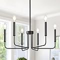 Yunnix Dining Room Light Fixture 6-Light Black Modern Chandelier Hanging Pendant Light for Farmhouse Kitchen Ceiling, Bedroom Living Room Entryway Foyer (Bulb Not Included)
