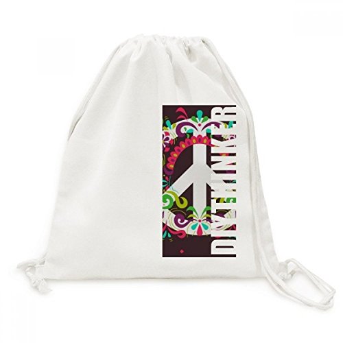 Sac à dos cordon motif symbole de paix coloré anti-guerre en toile pour voyage