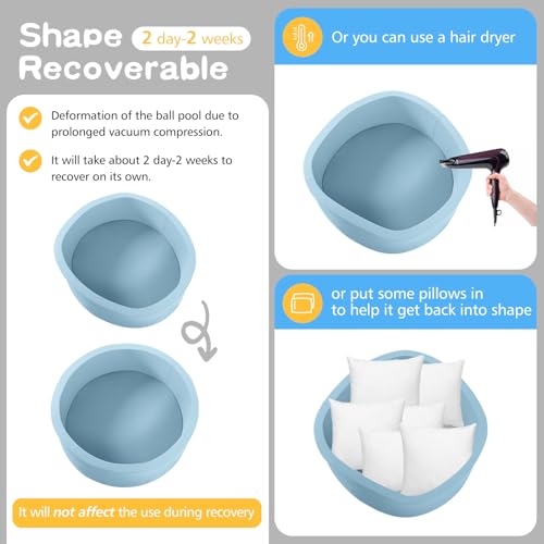 Image of SHJADE Foam Ball Pit, 35.4 inchx 11.8 inch Ball Pits for Toddlers-Blue | Soft Memory Sponge Round Playpen Ball Pool for Kids, Ideal Gift for Babies, Indoor and Outdoor Game, Balls not Included