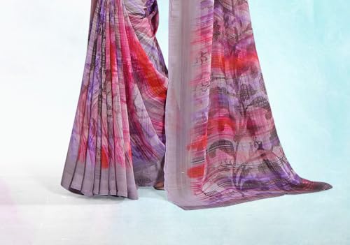 Image of Jaanvi fashion Women's Georgette Saree with Unstitched Blouse Piece