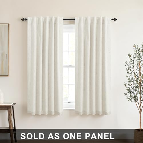 Image of KOUFALL Back Tab Linen Blackout Curtains for Bathroom 1 Panel-Cream Beige-36x45
