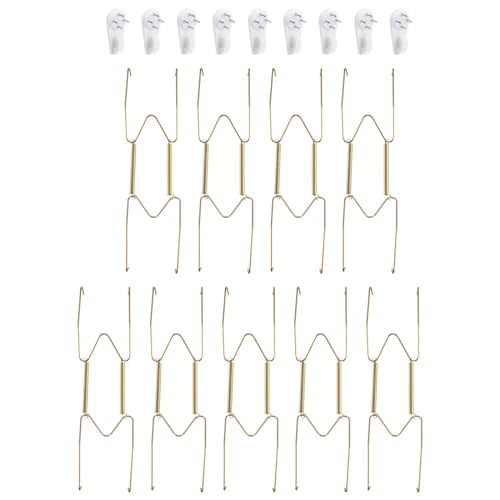 Image of uxcell 9pcs Plate Hanger, 8 Inch Stainless Steel Invisible Wall Plate Hangers with Wall Decorative Hooks and Tip Protector for Decorative Plates and Art