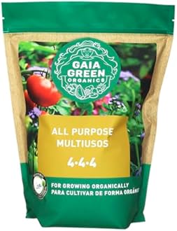 Gaia Green Bundle of Organic Fertilizers - Includes 2-8-4 Power Bloom and 4-4-4 All Purpose Fertilizer Plant Nutrients (2kg/4.4Lb tubs) with Pair of TOSSI Gardening Gloves