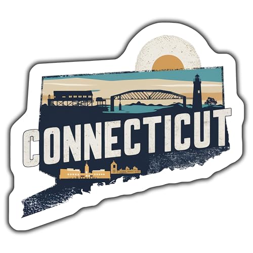 Connecticut State Sticker, Vintage Travel Decal, Retro Style Souvenir, Waterproof Connecticut Sticker, State Pride Gift, Laptop Decal - 5-Inch Sticker - 2-Pack - CCSTICKER00394