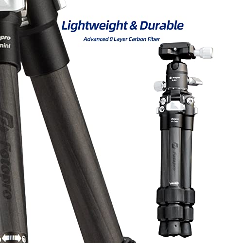 Fotopro Mini Tripod, Portable Carbon Tripod With 360° Ball Head, Qr Plate For Dslr Camera Camcorder, For Travel For Desktop, Max Load 11Lbs/5Kg, Black #TOP3