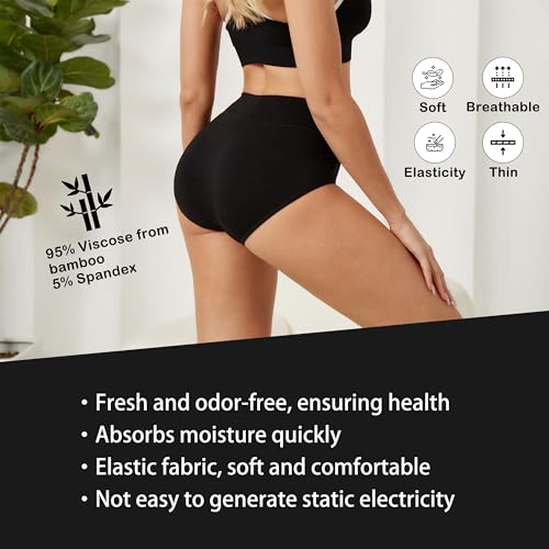 SERISIMPLE Viscose Bamboo Women Luxury Underwear Silky Comfy Ultra Soft Briefs Stretch High&Mid Waist Panties 4 pack3